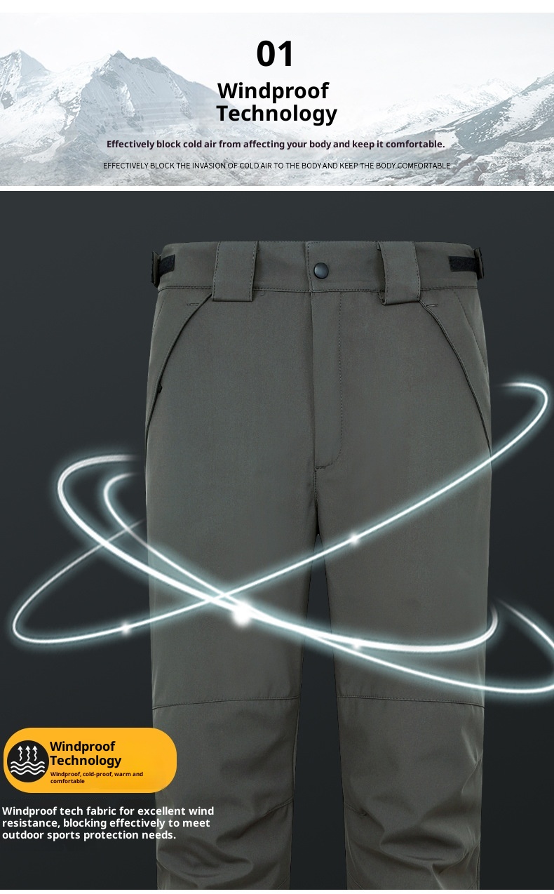 001 Outdoo Wholesale Autumn Winte In Stock Lined Thickened Unisex Two-Piece Set Softshell Pants With Removable Fleece_voghion.com