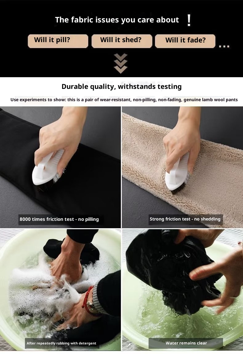 boy Autumn Winter Lamb Wool Casual Men's Fleece Lined Thickened Plus Size Loose Fit Joggers Cuffed Straight Leg Warm Pants_voghion.com