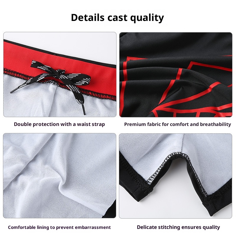 001 Fashion Men's Trunks Color Block Polyester Comfortable Breathable Quick-Dry Anti-Embarrassment Beach Adult Boxer Swim_voghion.com