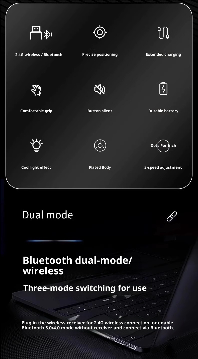 Digitex Digitex Wireless Bluetooth Mechanical Silent Rechargeable Laptop Desktop Gaming E-sports Office Mouse_voghion.com