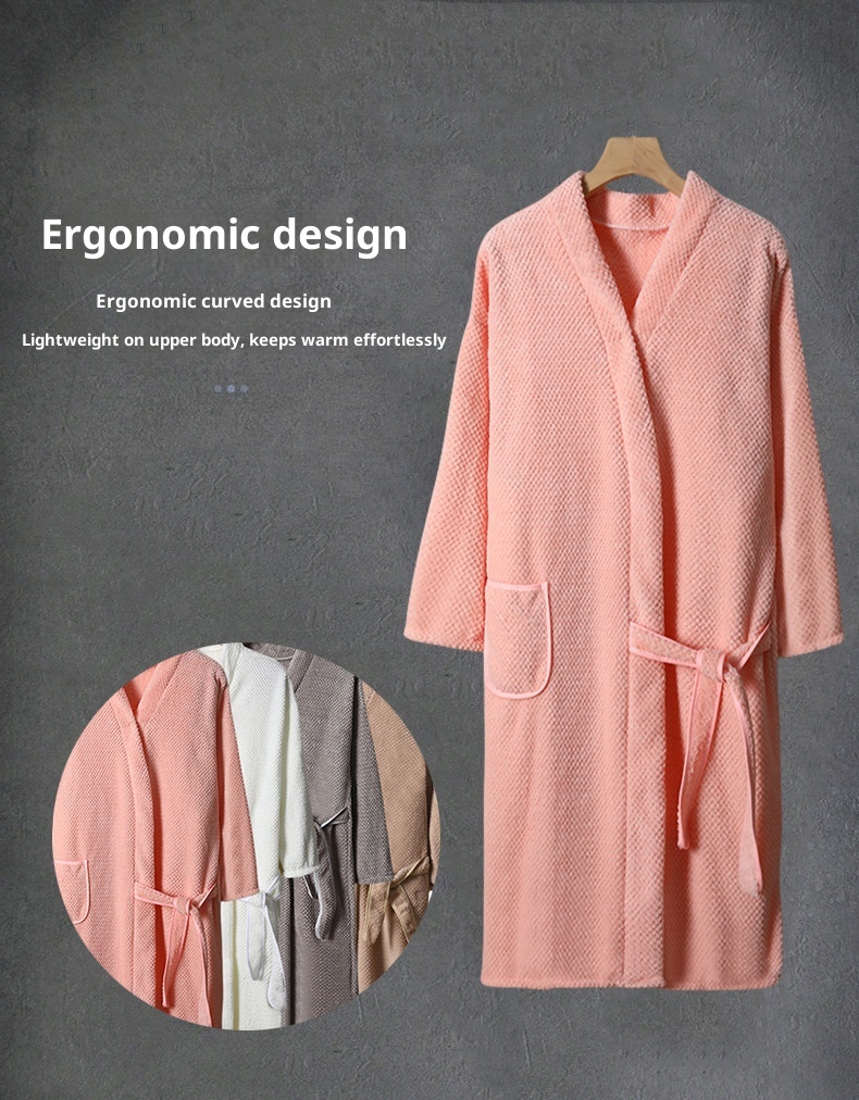 Gonna da bagno Lillian Towel, autunno inverno, unisex, in pile corallo, con maniche a griglia di ananas, extra lunga, spessa, ampia, accappatoio_voghion.com