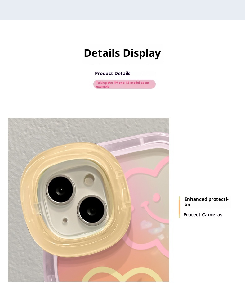 TechGlobe Gradient Smiley Flower Transparente Handyhülle, passend für iPhone 16, iPhone 15 Pro, Dual Stand, 14, stoßfest, iPhone 13, Damen-X_voghion.com