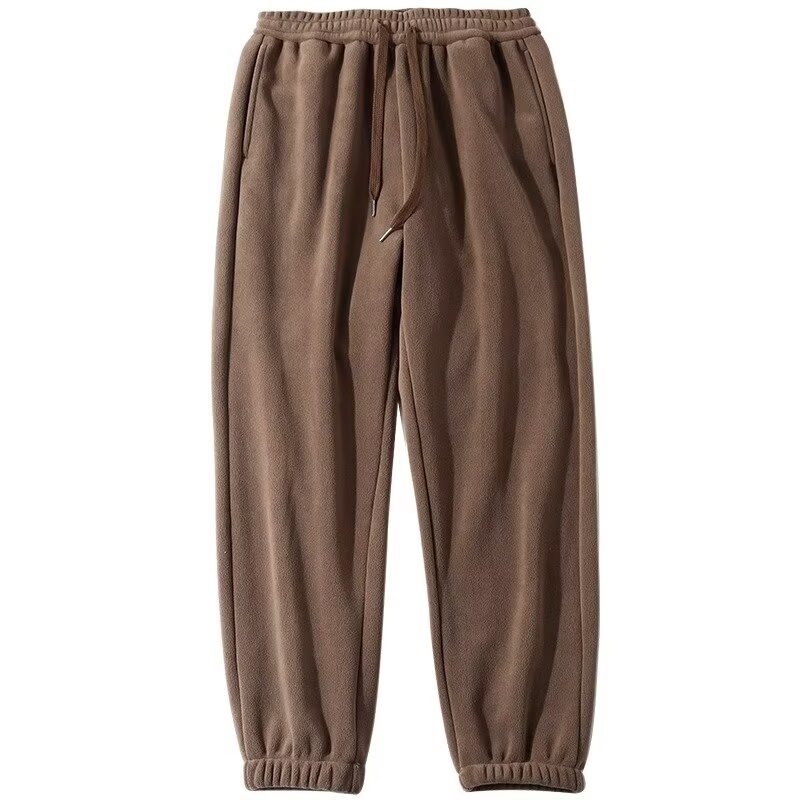 Pantaloni da jogging in pile pesante double face per uomo, autunno inverno, larghi, casual, caldi, pantaloni lunghi da esterno_voghion.com