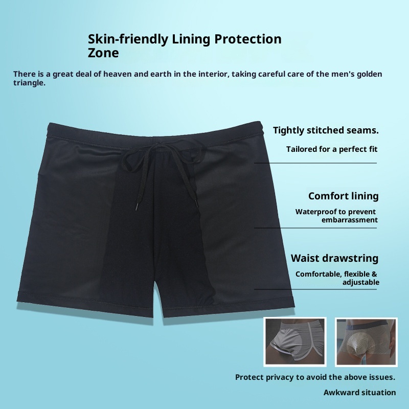 001 New Anti-Embarrassment Adult Trunks Plus Size Loose Professional Quick-Dry Boxer Swim Shorts Men's 5-Point_voghion.com