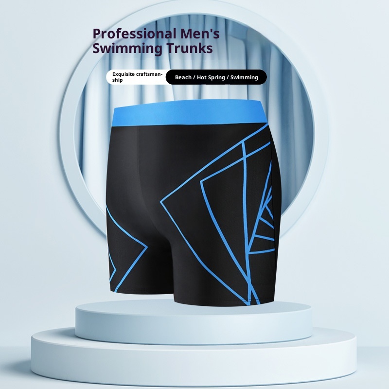 001 Fashion Men's Trunks Color Block Polyester Comfortable Breathable Quick-Dry Anti-Embarrassment Beach Adult Boxer Swim_voghion.com