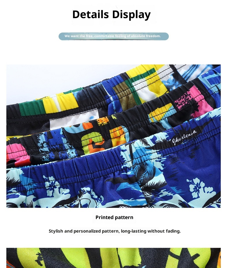 001 Boxer Print Adult Swim Anti-Embarrassment Swimwear Men's Swimming Trunks Plus Size_voghion.com