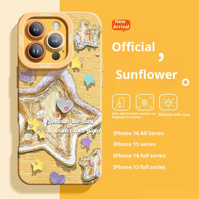 TechGlobe Oil Painting Star Compatible With 16 Phone Case IPhone 15 Max New Wrist Strap Stand 14 Painted 13 Pro_voghion.com
