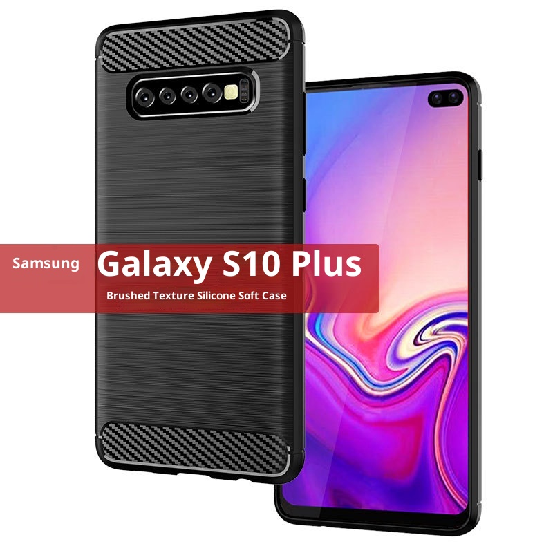 TechGlobe Custodia protettiva antiurto in fibra di carbonio spazzolata adatta per telefono Samsung S10 Plus_voghion.com
