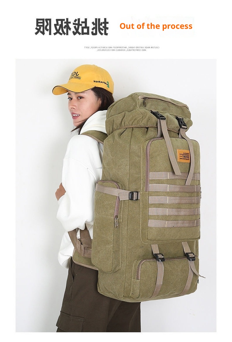 ActiveGo 70L Outdoor-Rucksack für Herren, ideal für Bergsteigen, Camping und Reisen – ein geräumiger Canvas-Reiserucksack im Retro-Stil._voghion.com