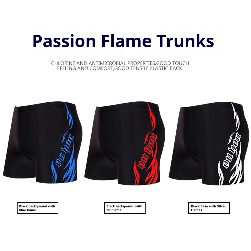 001 Youyou Plus Size Boxer For Adult Swimming Flame Style Swim Trunks Wholesale Men Quick-Dry Set_voghion.com