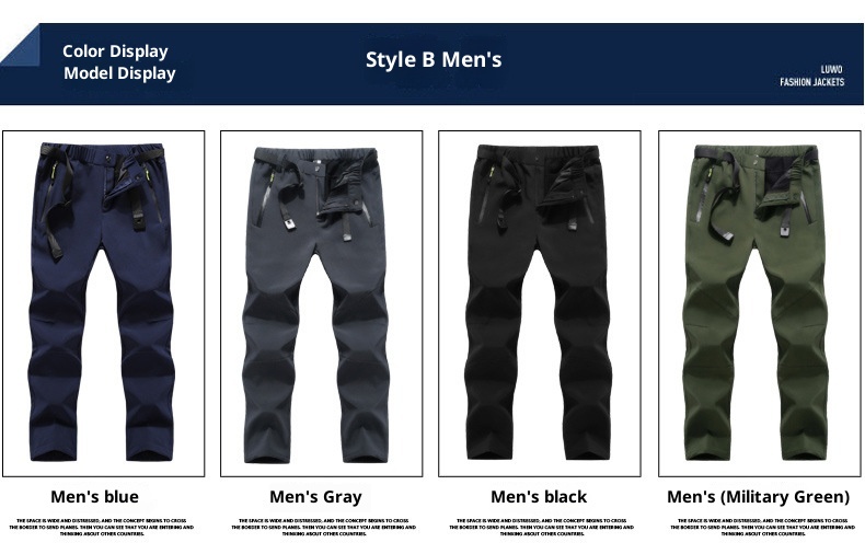 001 Group Purchase Outdoor Softshell Men Fleece Lined Thickened Winter Windproof Waterproof Warm Coldproof Hiking Ski Pants_voghion.com