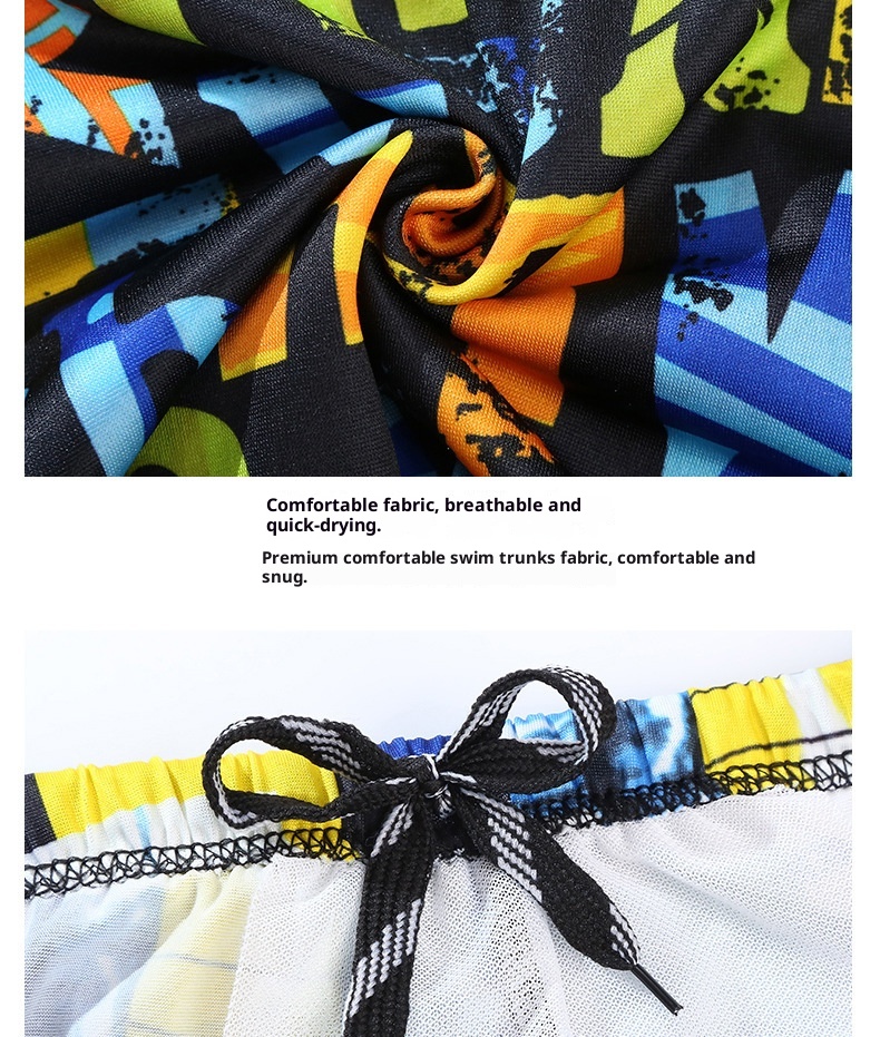 001 Boxer Print Adult Swim Anti-Embarrassment Swimwear Men's Swimming Trunks Plus Size_voghion.com