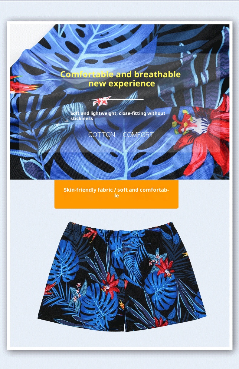 001 Adult Men's New Beach Swimming Pool Hot Spring Fashion Printed Comfortable Breathable Milk Silk Swim Trunks_voghion.com