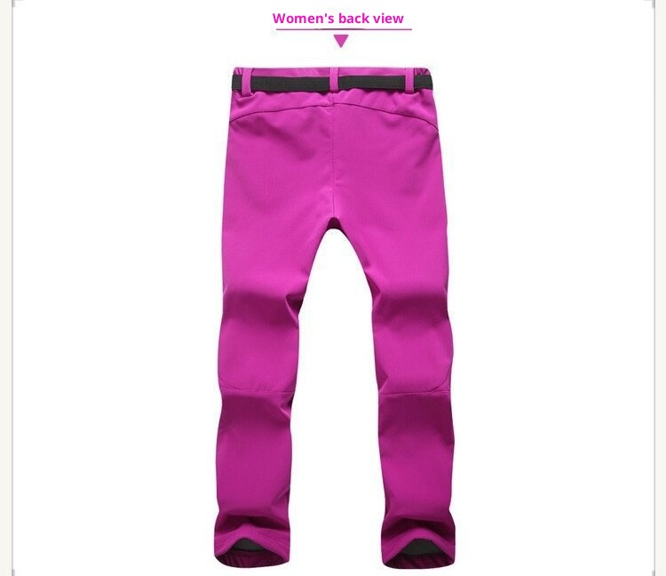 001 Men's Autumn Winter Waterproof Breathable Warm Ski Women Outdoor Thickened Couple Softshell Pants_voghion.com