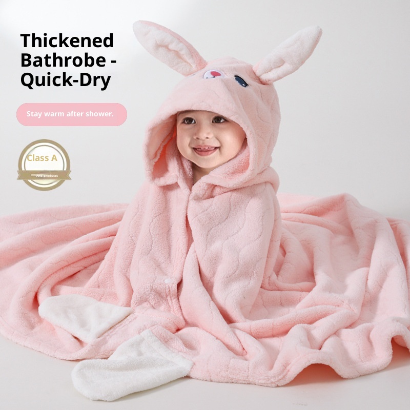 Toalla de baño transfronteriza Lillian, clase A, de forro polar coral, capa infantil con dibujos animados, capa con capucha ponible y envolvente_voghion.com