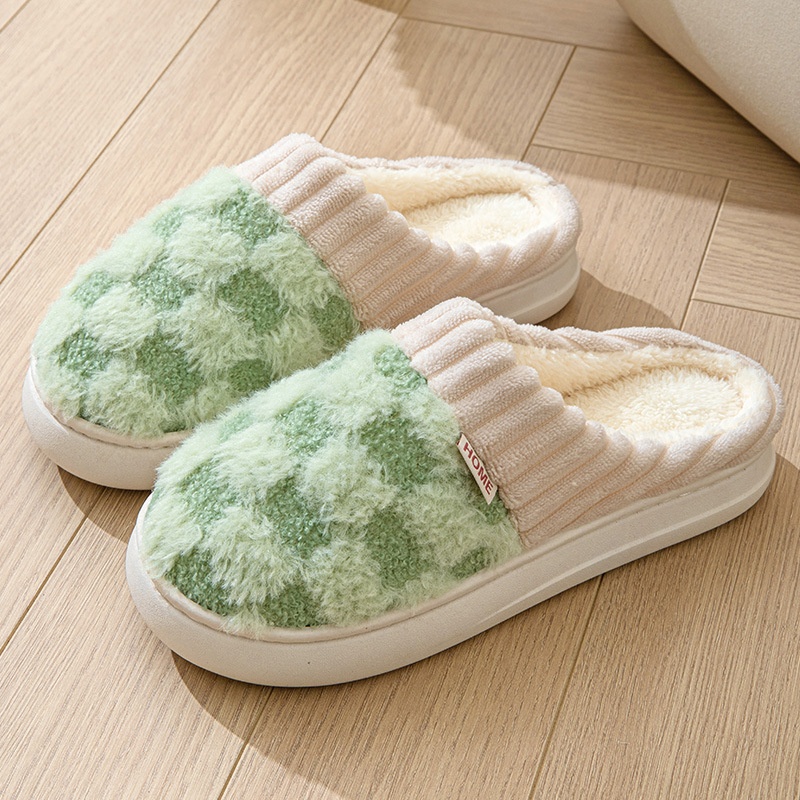 Zees Autumn Thick Sole Plush For Women Indoor Home Simple Warm Lightweight Maternity Winter Cotton Slippers_voghion.com