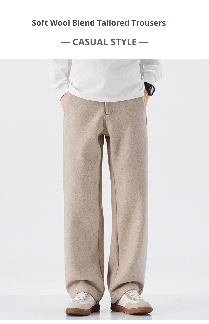 Boy Muqiu Kleidung | Herbst/Winter Neue amerikanische Retro-Wollhose für Herren, lockere, gerade geschnittene lange Hose, ideal für Pendler_voghion.com