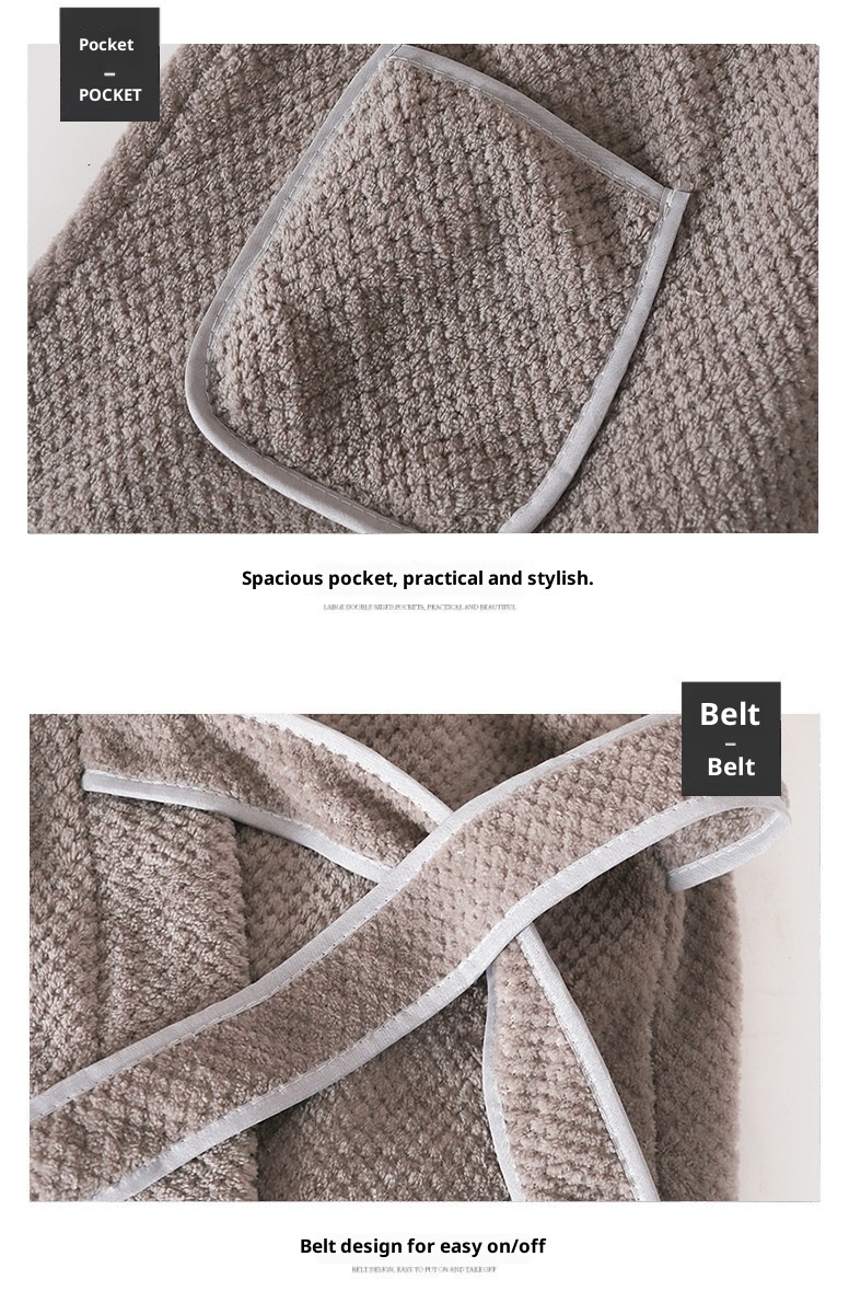 Gonna da bagno Lillian Towel, autunno inverno, unisex, in pile corallo, con maniche a griglia di ananas, extra lunga, spessa, ampia, accappatoio_voghion.com