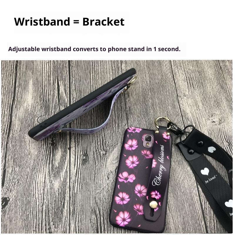 TechGlobe Adatto per Samsung Note3/N9008 Supporto da polso con cordino Custodia morbida protettiva in silicone serie Flower_voghion.com