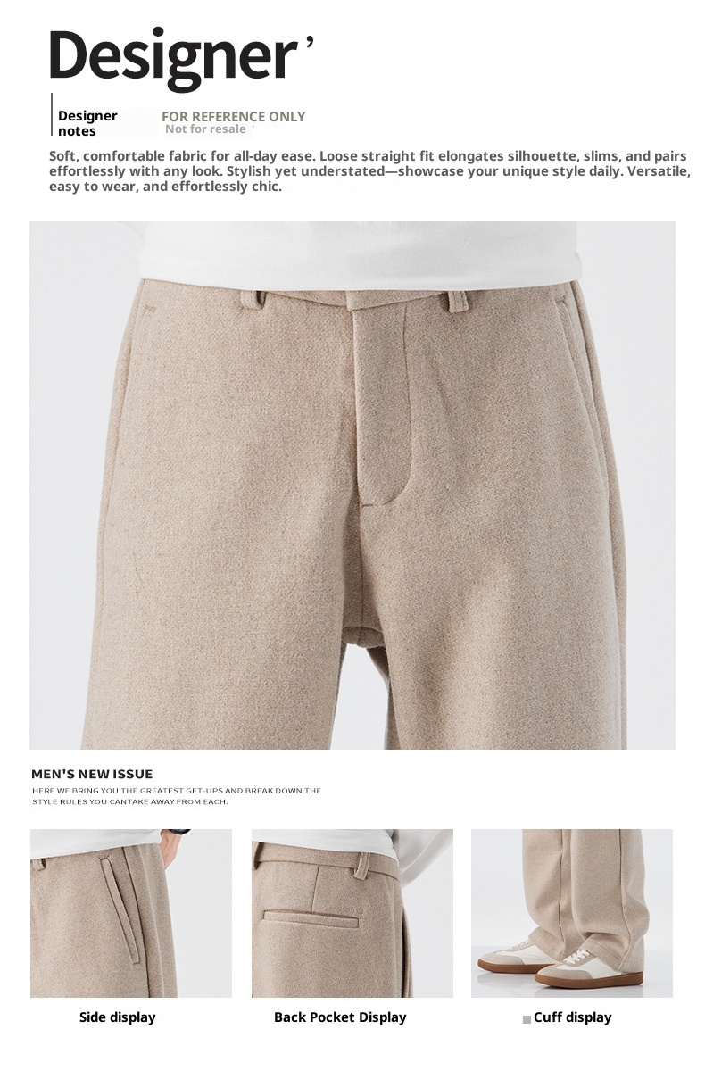 Boy Muqiu Kleidung | Herbst/Winter Neue amerikanische Retro-Wollhose für Herren, lockere, gerade geschnittene lange Hose, ideal für Pendler_voghion.com