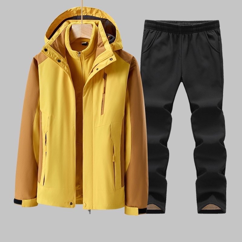 001 Outdoor Jacket Women Three-in-One Suit Men Fleece-Lined Thickened Detachable Two-Piece Set Warm Windproof Plu Size_voghion.com