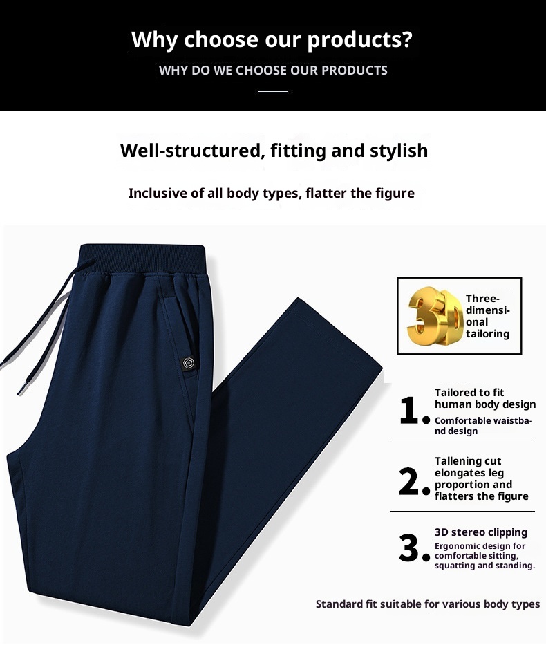 Pantaloni della tuta da uomo in puro cotone, autunnali e invernali, alla moda, larghi e dritti, sportivi, da lavoro, casual, lunghi_voghion.com