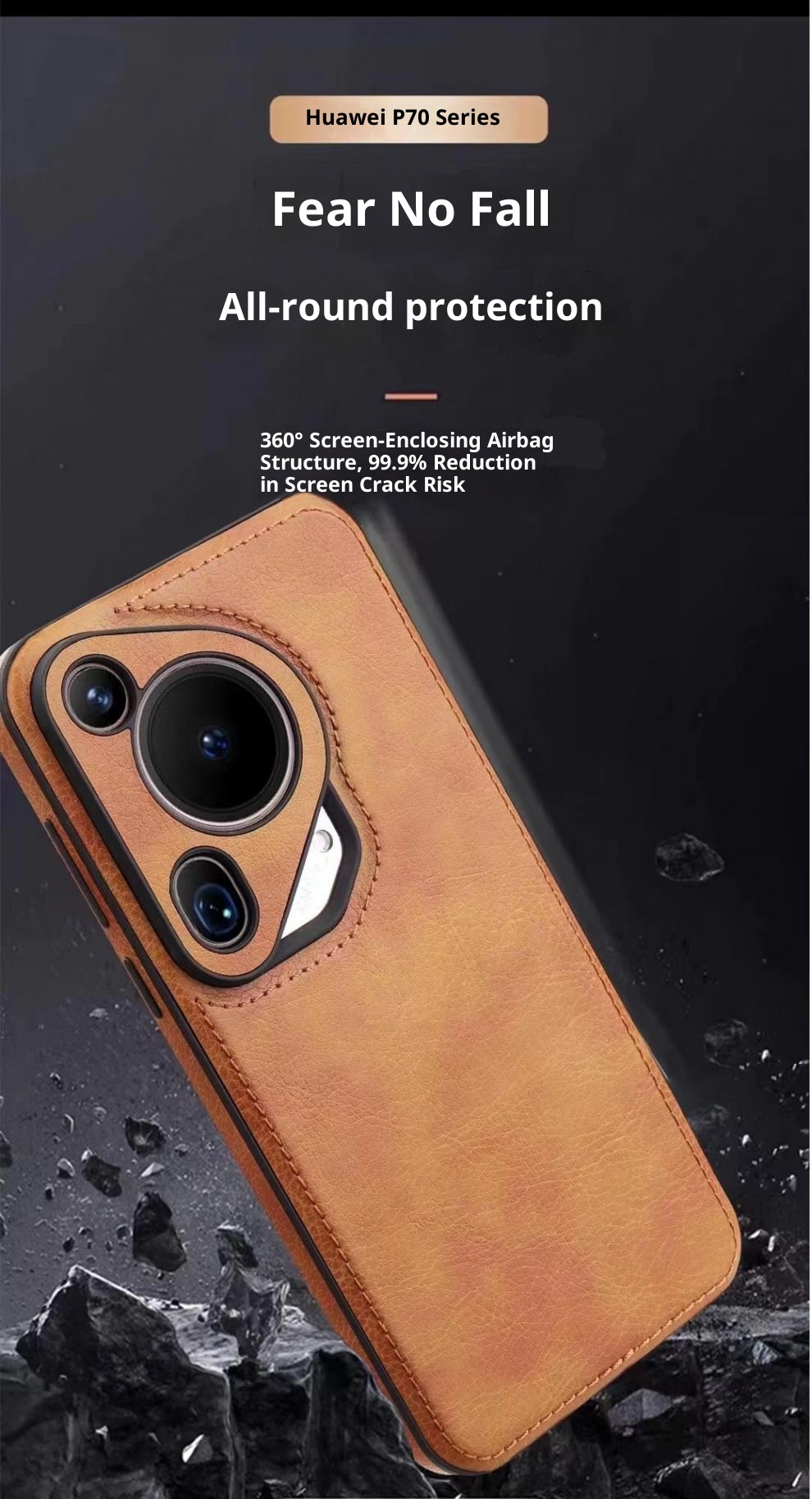 TechGlobe Premium Rote Stoßfeste Schlichte Handyhülle Passend für Huawei P70 Pro Business Herren Leder Mate70_voghion.com