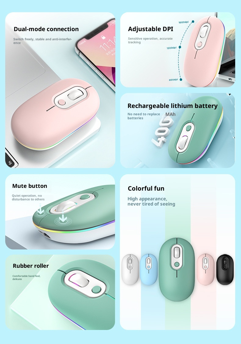 Digitex Digitex Wireless Bluetooth Office Laptop Universal Men And Women Mouse Rechargeable Dual Mode Silent Cross-Border Wholesale_voghion.com