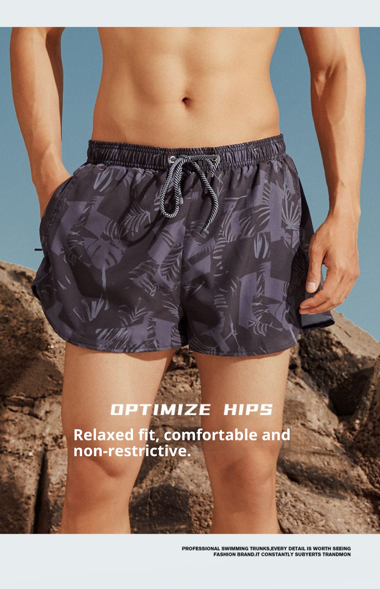 001 361 Men's Swim Trunks Swimwear Set With Cap Goggles For Hot Springs And Beach_voghion.com
