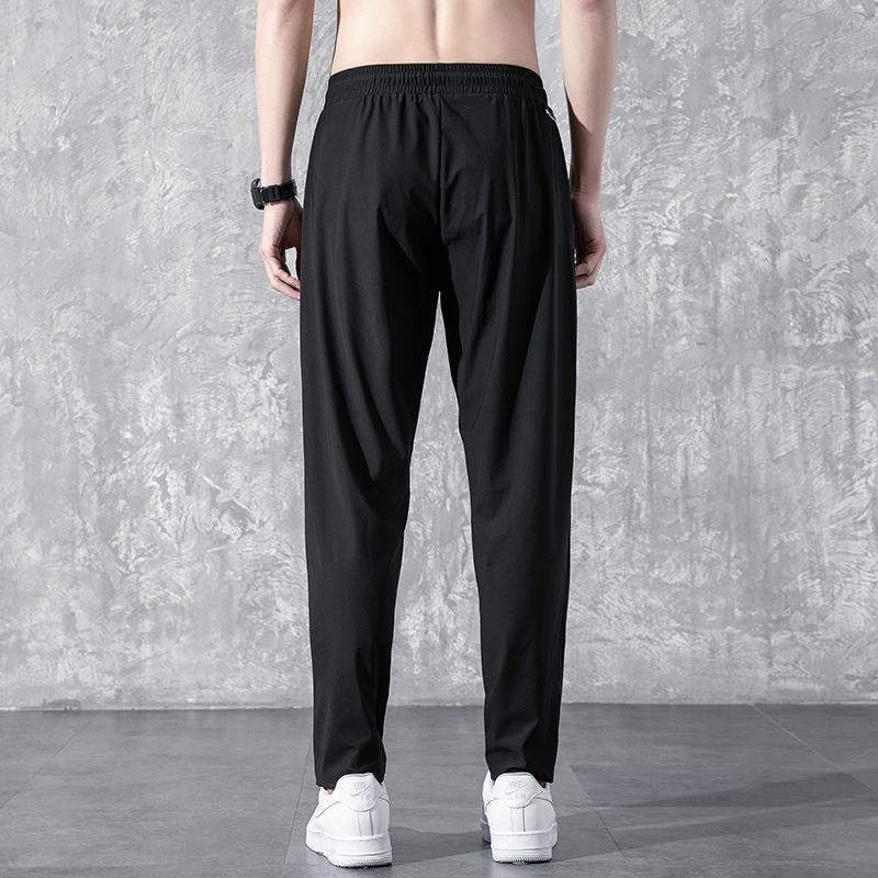 boy Men's Casual Straight-Leg Autumn Thin Long Korean Style Trendy Jogger Loose Ice Silk Sports Pants_voghion.com