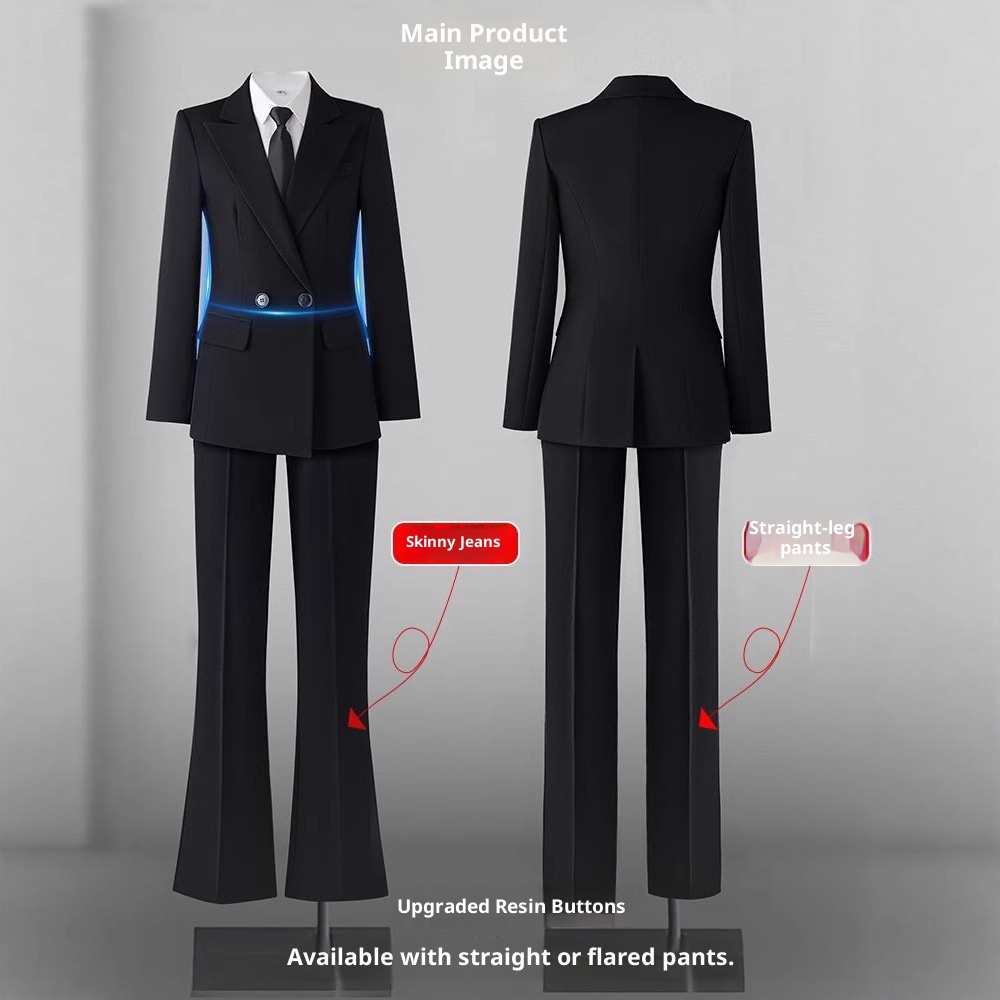 ChicShe Women's Suit Set Professional Formal Wear For College Students, Civil Service Exam, Interview, Workwear, High-End Black_voghion.com