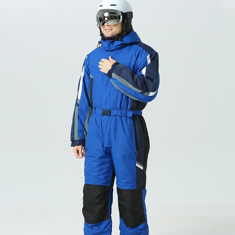 001 Cross-Border Source New Adult Unisex One-Piece Suit Solid Color Warm Hooded Ski Jacket And Pants Manufacturer Wholesale_voghion.com