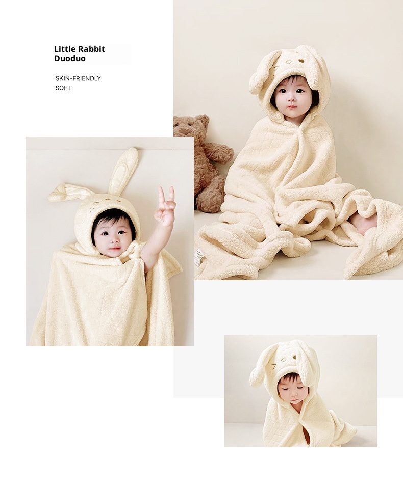 Capa Infantil Lillian Babygreat para Recém-Nascidos, Roupão de Banho com Capuz Ultramacio, Toalha de Banho Espessa, Absorvente e de Secagem Rápida_voghion.com