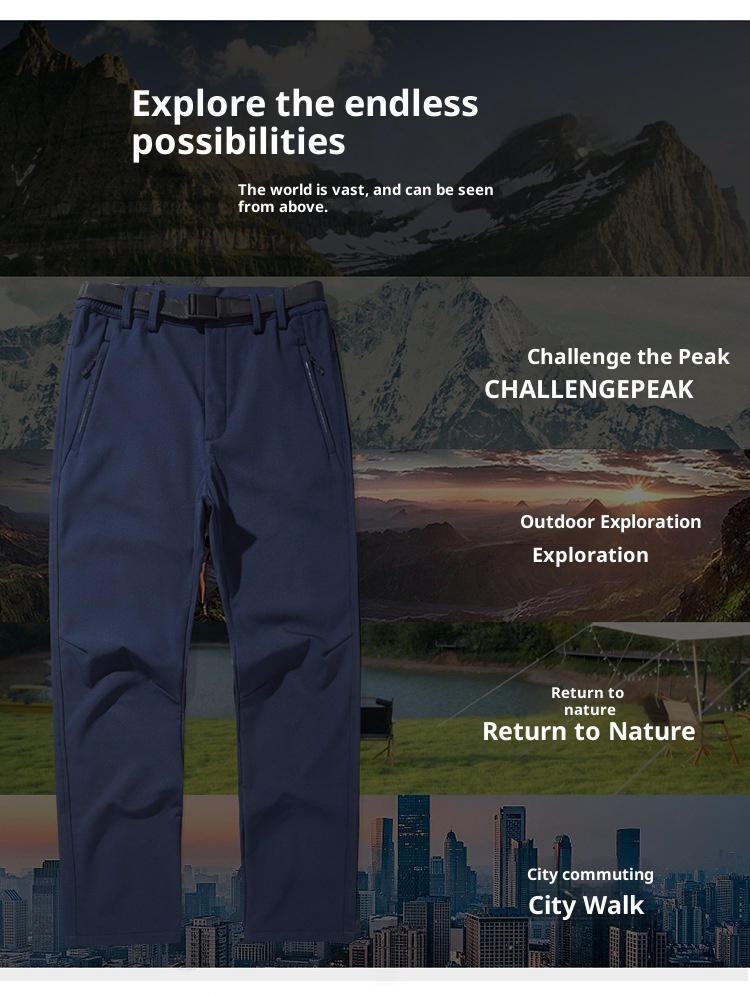 001 Me's 2025 New Outdoor Autum Witer Fleece Lied Thickeed Widproof Waterproof Hikig Fishig Softshell Pats For_voghion.com