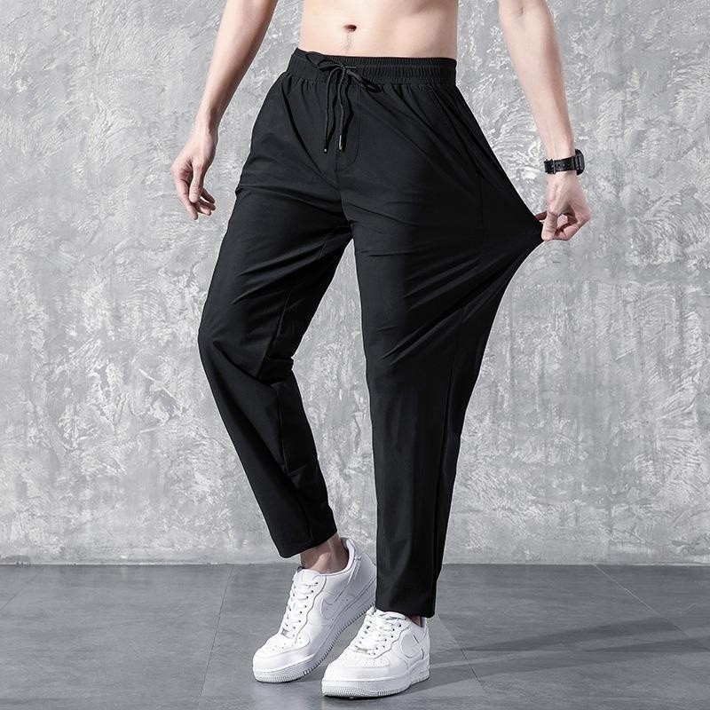 boy Men's Casual Straight-Leg Autumn Thin Long Korean Style Trendy Jogger Loose Ice Silk Sports Pants_voghion.com