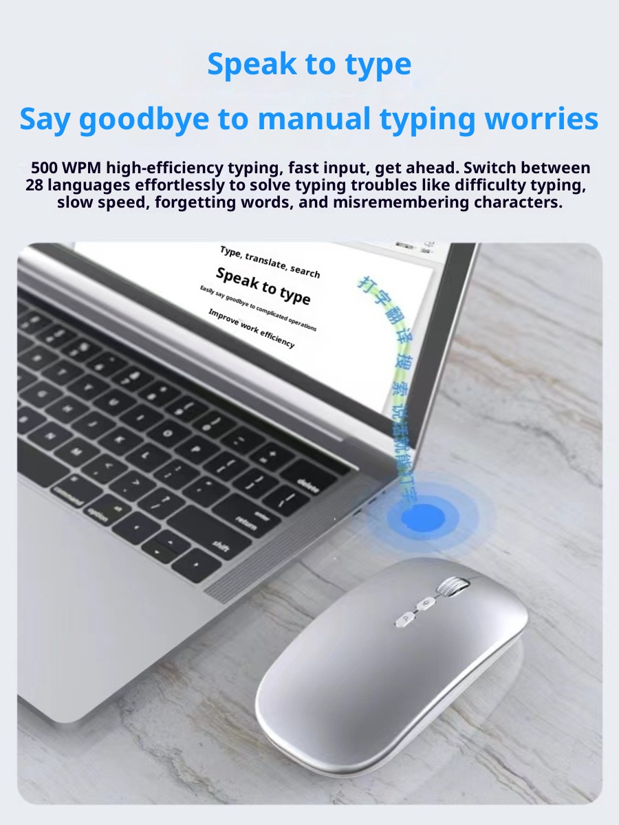 Digitex Digitex Supports Wireless Voice Control Input Translation Speaking Microphone Typing Recognition Text Conversion AI Smart Mouse_voghion.com
