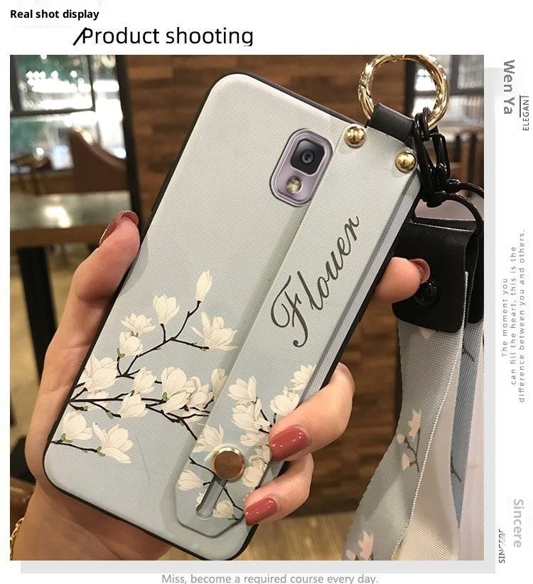 TechGlobe Adatto per Samsung Note3/N9008 Supporto da polso con cordino Custodia morbida protettiva in silicone serie Flower_voghion.com