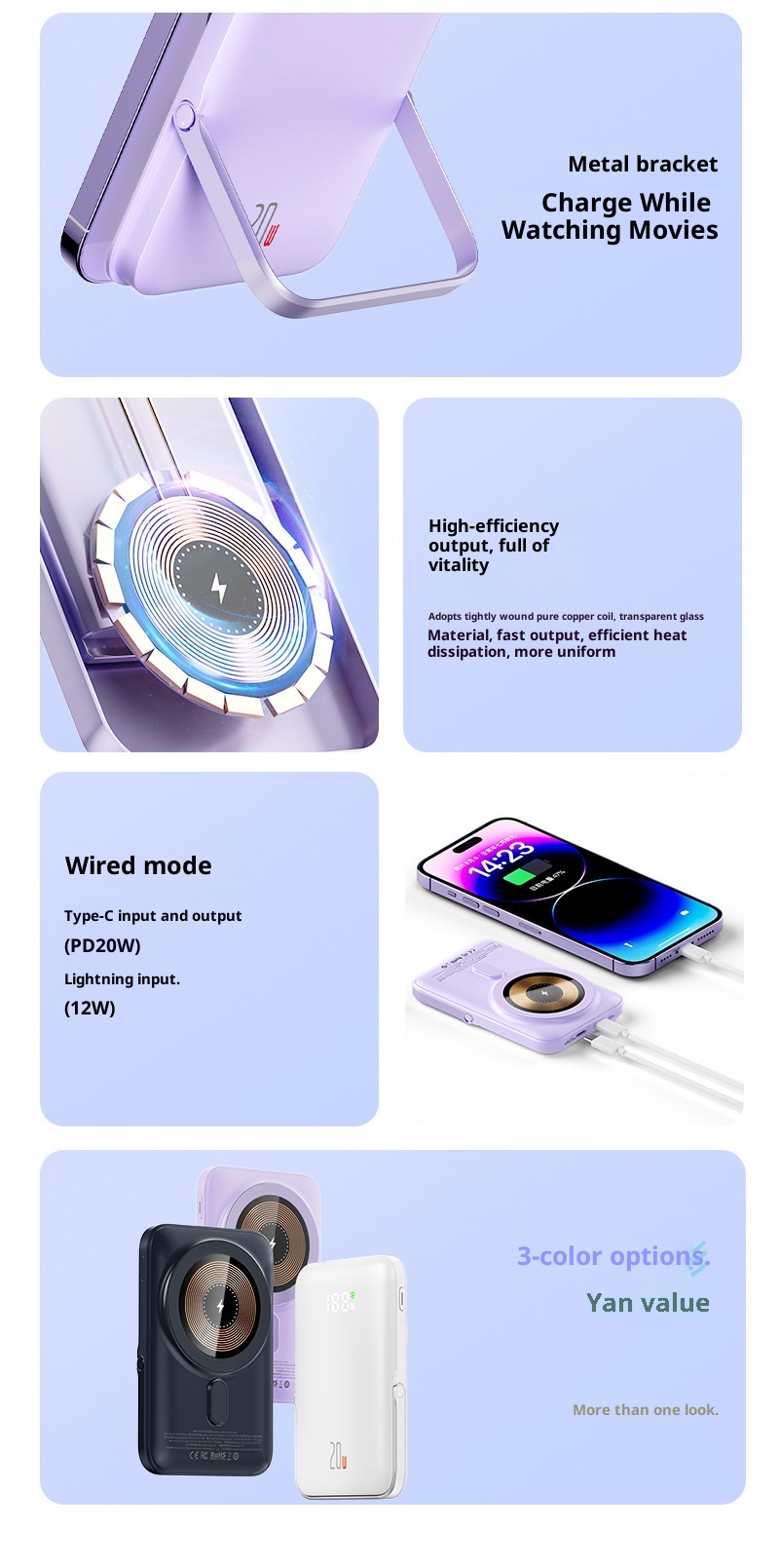 techglobe New Transparent Magnetic Wireless Power Bank 10000mAh Fast Charging Large Capacity Ultra-thin Portable Charger_voghion.com