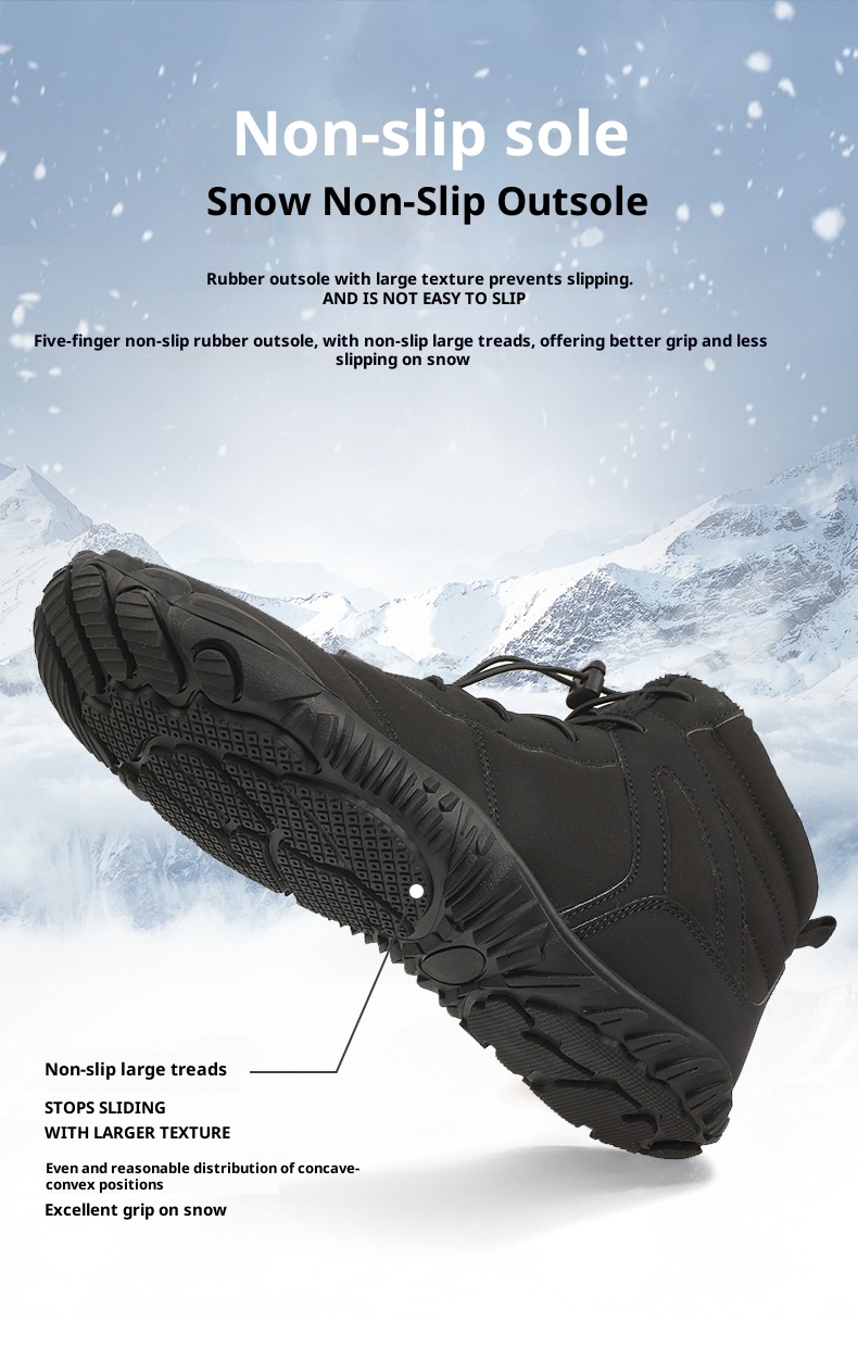 Botas de nieve de senderismo ActiveGo New Cross-Border para hombre, con forro polar, de algodón, de cinco puntas, antideslizantes, informales_voghion.com