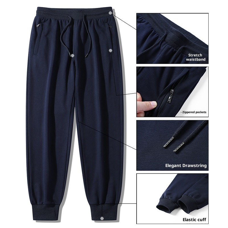 Pantaloni sportivi caldi da uomo, larghi, in cotone, di grandi dimensioni, casual, da ragazzo, autunno inverno, foderati in pile, semplici pantaloni della tuta di colore solido_voghion.com