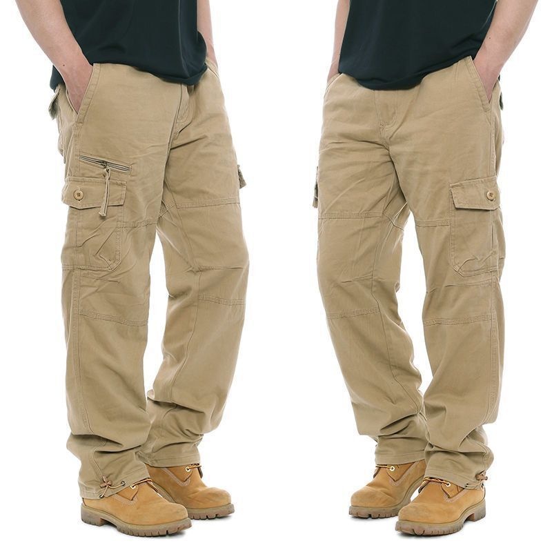boy Spring And Autumn Multi-Pocket Outdoor Cargo Men's Trendy Loose Straight Large Size Long Hiking Casual Softshell Pants_voghion.com