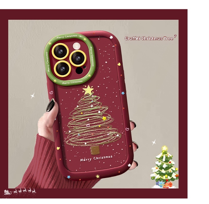 Étui TechGlobe compatible avec les iPhone 12/11 Pro Max et 13/14 Plus (modèle sapin de Noël), résistant aux chocs._voghion.com