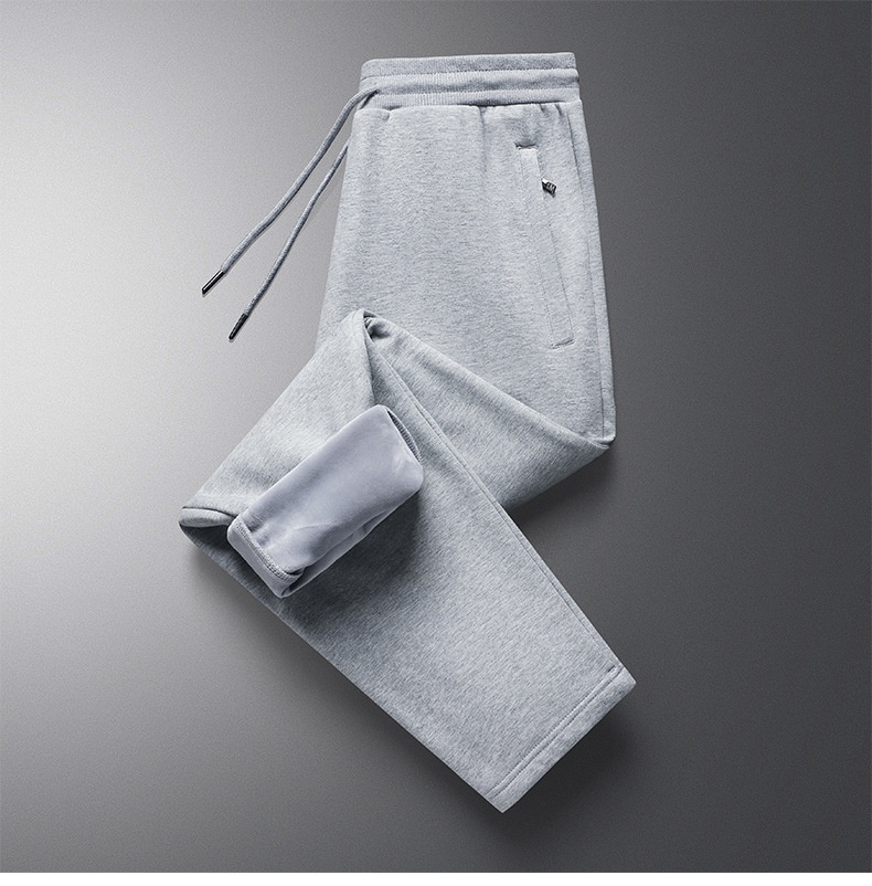 Pantaloni sportivi caldi da uomo, larghi, in cotone, di grandi dimensioni, casual, da ragazzo, autunno inverno, foderati in pile, semplici pantaloni della tuta di colore solido_voghion.com