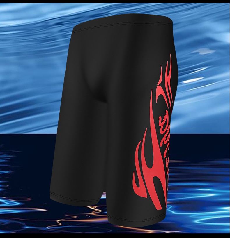 001 Mn's Swim Fashion Flam Print Larg Siz Fiv-Point Shorts Hot Spring Anti-Embarrassmnt Adult Swimming Trunks_voghion.com