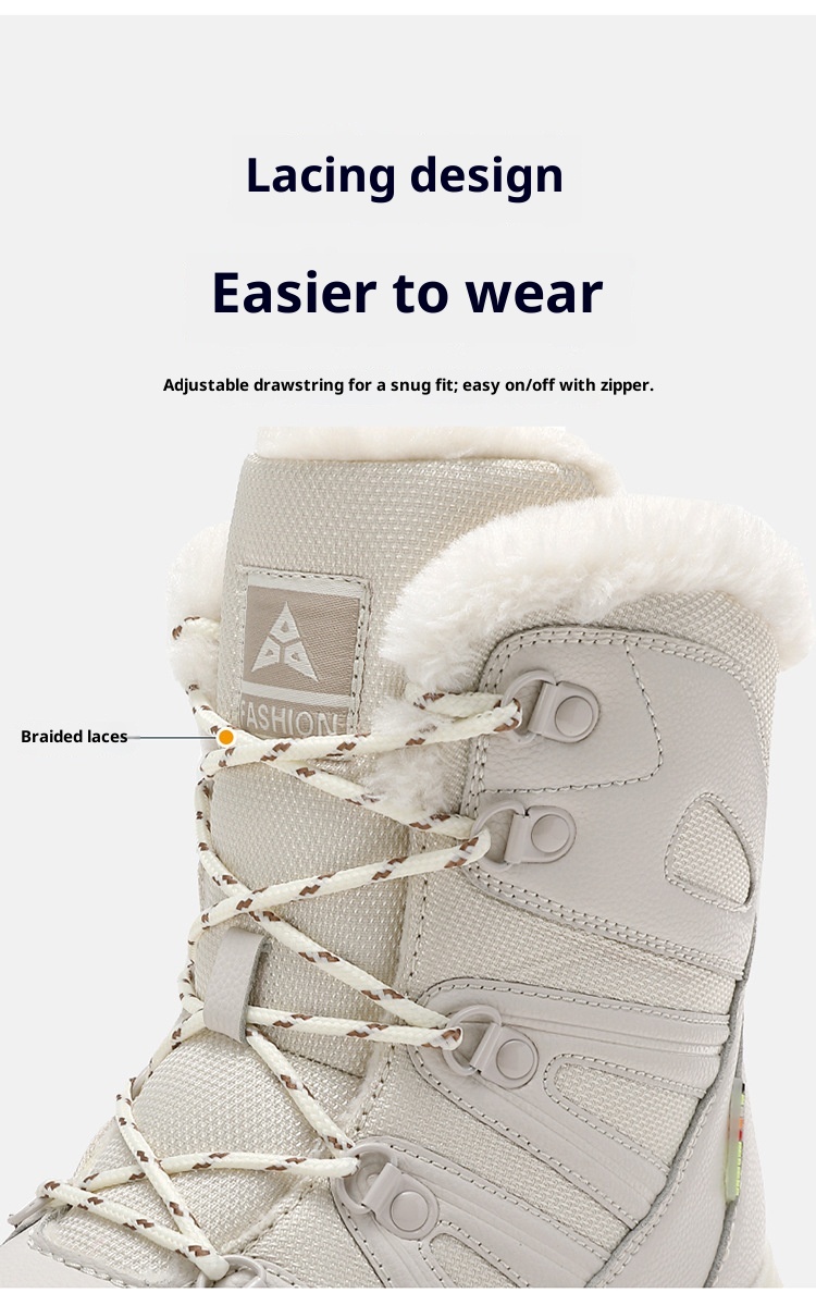 Bottes de neige ActiveGo pour hommes, doublées en polaire, chaudes et en coton, coupe-vent, à lacets, résistantes à l'usure, pour l'extérieur._voghion.com