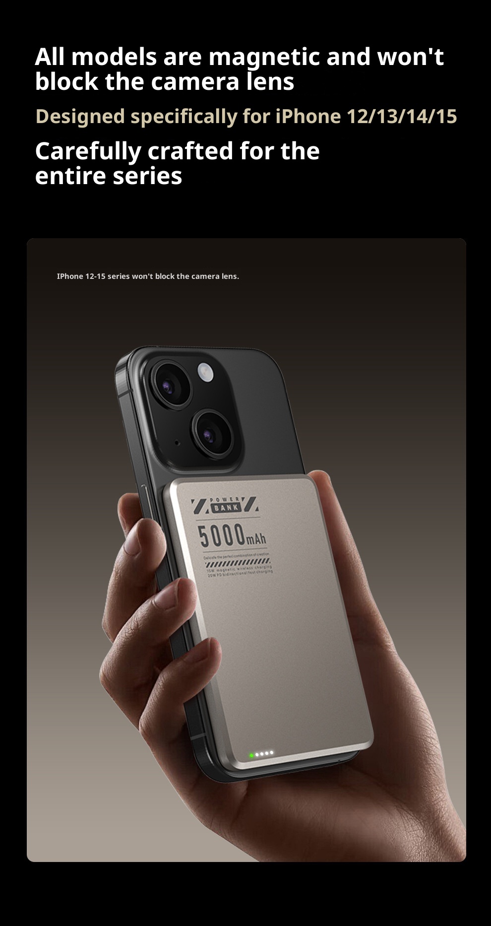 techglobe Neue ultradünne magnetische Powerbank aus Aluminiumlegierung mit 5000 mAh Kapazität, kabellosem Schnellladen, mobiler Stromversorgung (Großhandel)_voghion.com