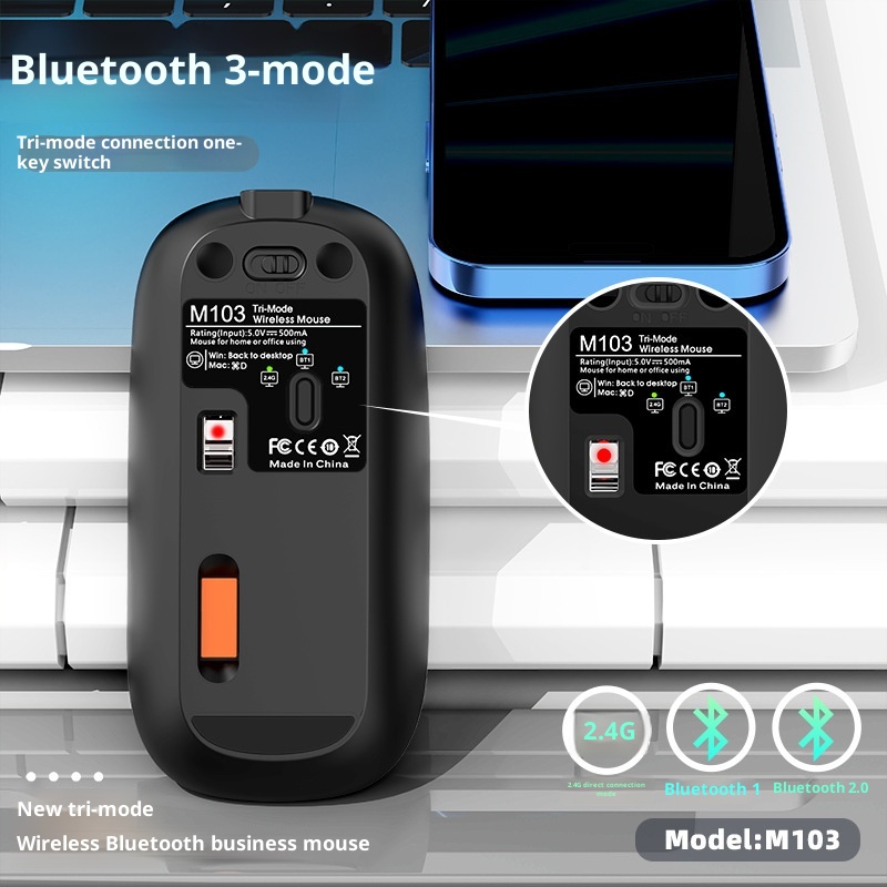 Digitex Digitex 2.4G Bluetooth Silent Portable Battery Display Desktop Laptop Universal Three-Mode Wireless Mouse_voghion.com