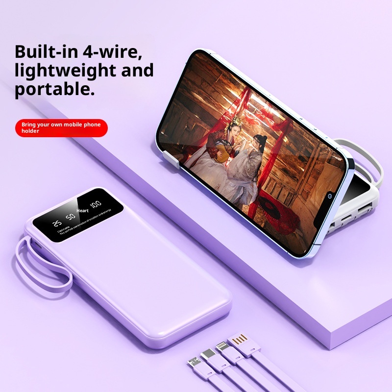 techglobe Bank 20000mAh Large Capacity With Built-in Cable Ultra-thin Shared Mobile Power Gift Custom Cross-border_voghion.com