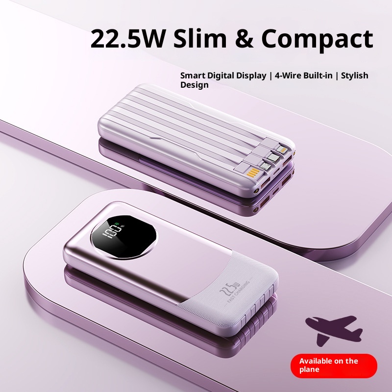 Techglobe 22,5W Powerbank mit großer Kapazität (20000mAh), integriertem Kabel, Schnellladefunktion, leicht, Geschenkidee, mobile Powerbank, personalisierbar_voghion.com