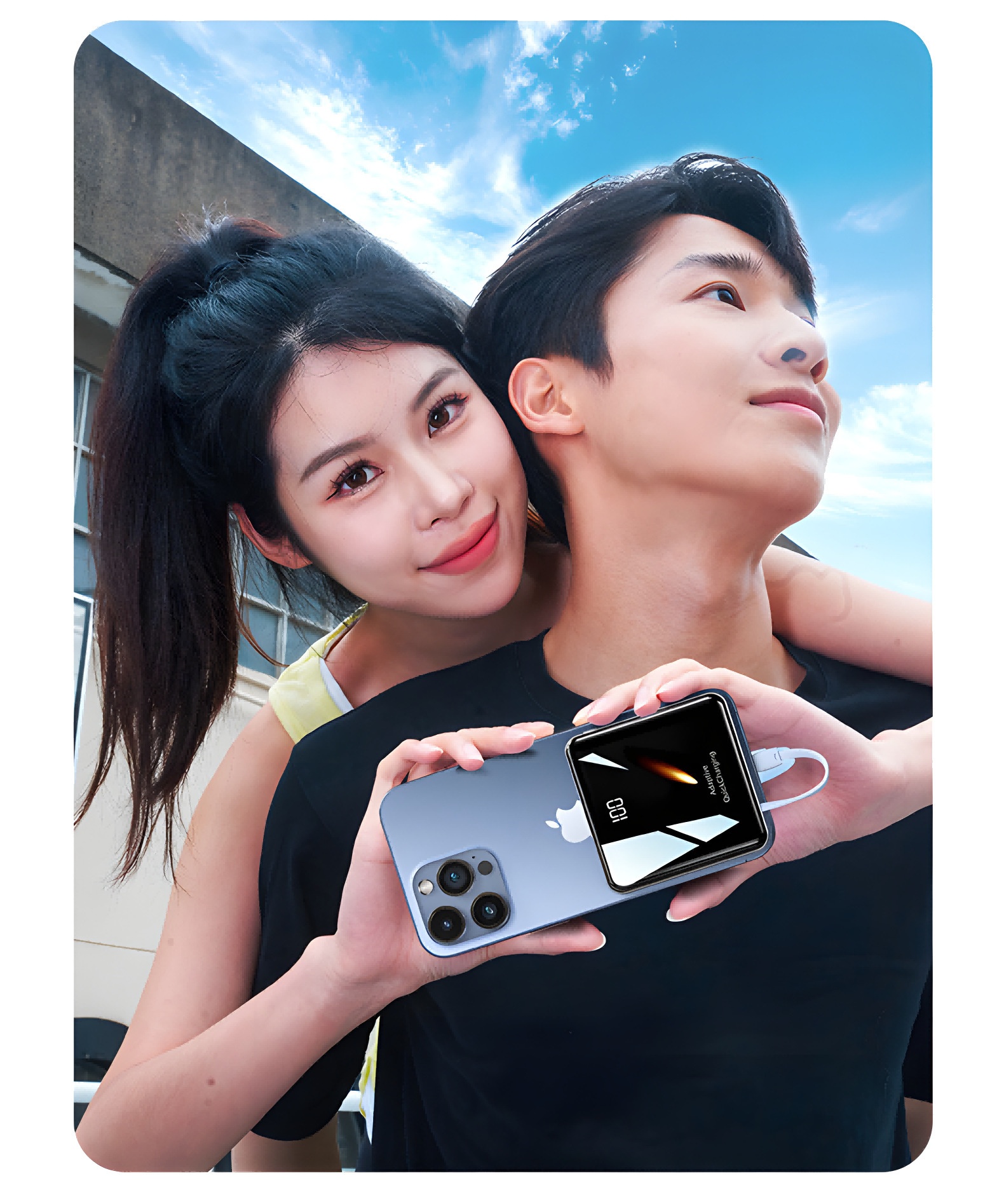 techglobe 3C Certified Mini Built-in Cable 20000mAh Ultra-Thin Bank Fast Charging Mobile Power High-End Gift Custom_voghion.com